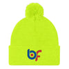 Brick Forces Logo Embroidery Pom Pom Knit Cap - Neon Yellow - Printful Clothing